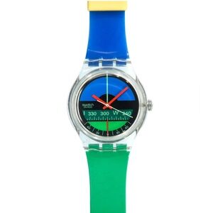 Swatch 1986 Nautilus (GK102) Blue, Green and Red Aircraft Compass Dial Watch